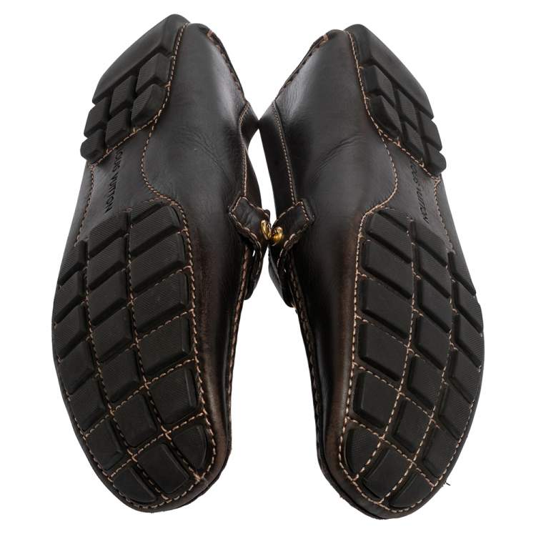 Pre Owned Louis Vuitton Brown Leather Monte Carlo Loafers Size 43