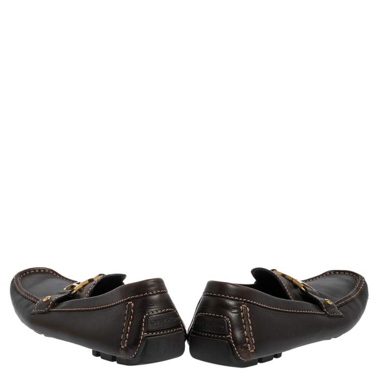 Pre Owned Louis Vuitton Brown Leather Monte Carlo Loafers Size 43