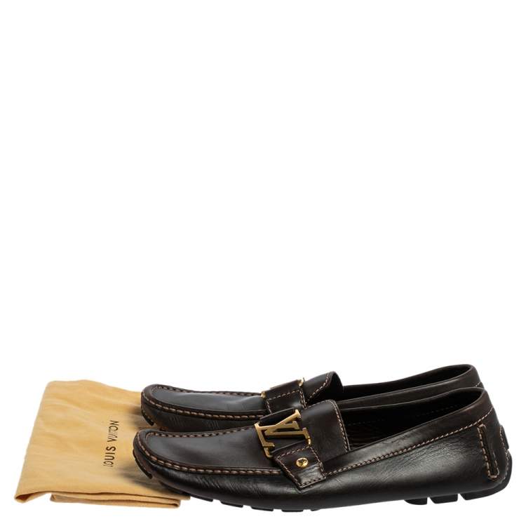 Pre Owned Louis Vuitton Brown Leather Monte Carlo Loafers Size 43