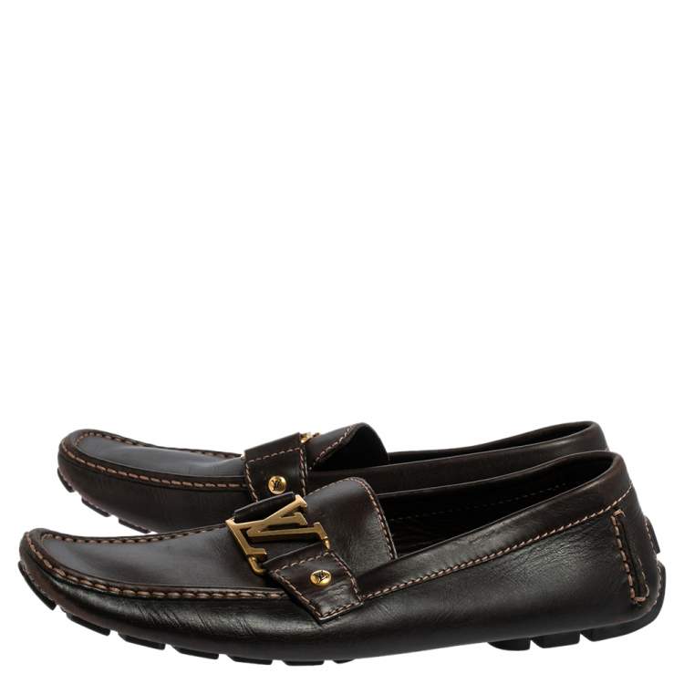 Pre Owned Louis Vuitton Brown Leather Monte Carlo Loafers Size 43