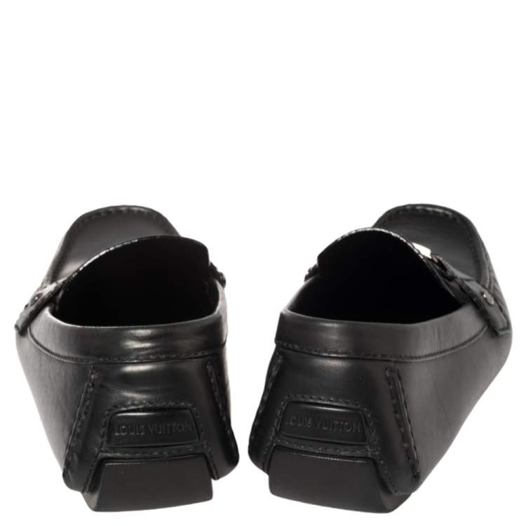 Pre Owned Louis Vuitton Black Leather Monte Carlo Slip On Loafers Size 43
