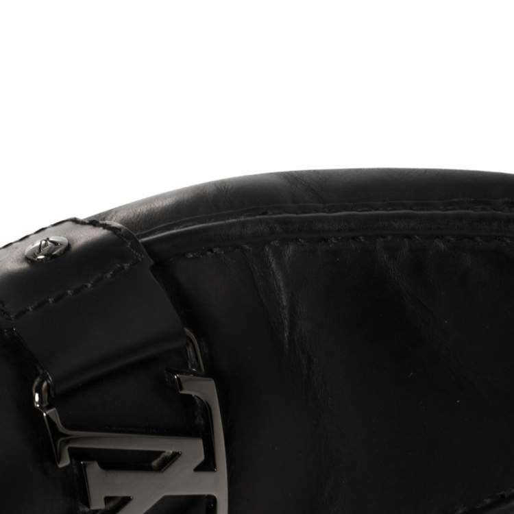 Pre Owned Louis Vuitton Black Leather Monte Carlo Slip On Loafers Size 43