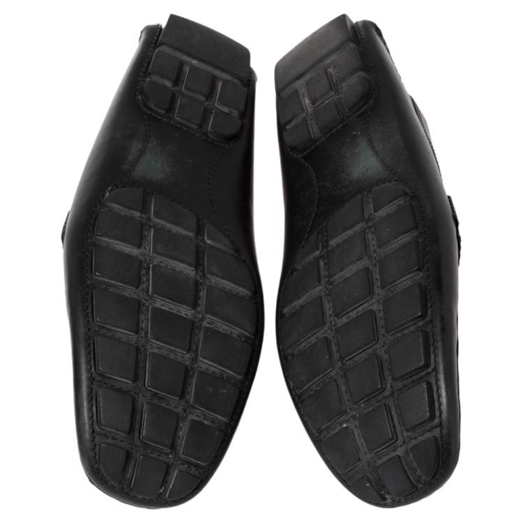 Pre Owned Louis Vuitton Black Leather Monte Carlo Slip On Loafers Size 43
