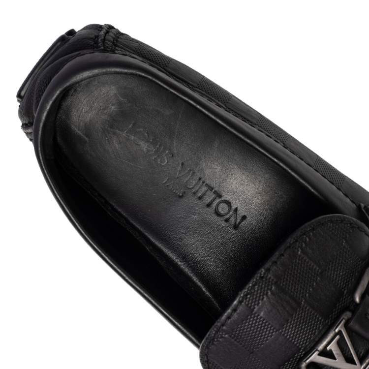 Pre Owned Louis Vuitton Black Damier Infini Leather Hockenheim Slip On Loafers Size 44