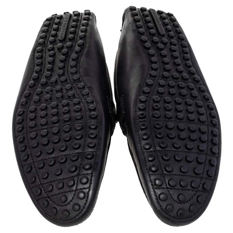 Pre Owned Louis Vuitton Black Damier Infini Leather Hockenheim Slip On Loafers Size 44