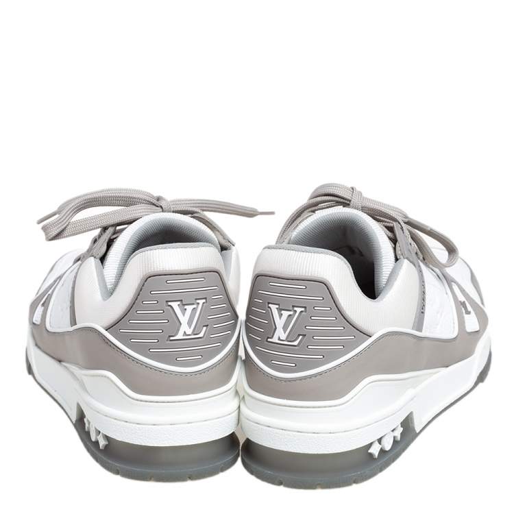 Pre Owned Louis Vuitton White/Grey Leather and Rubber Trainer Low Top Sneakers Size 40