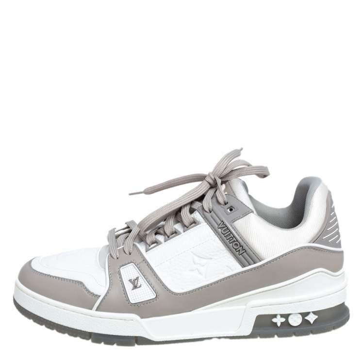 Louis Vuitton White/Grey Leather and Rubber Trainer Low Top