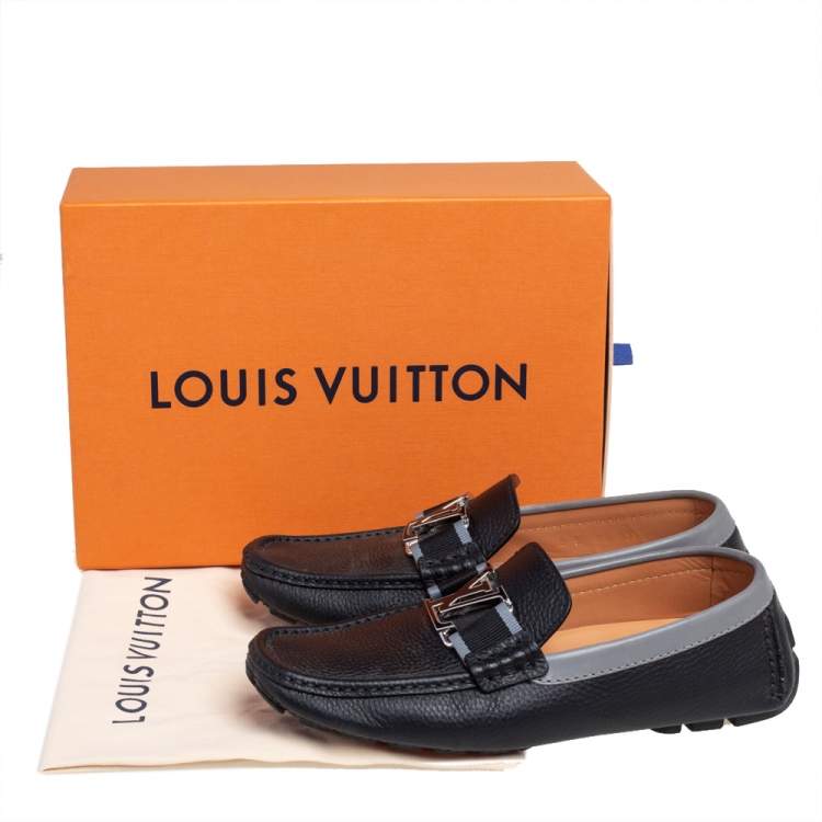 Louis Vuitton Grey/Black Leather Carlo Loafers Size 39 Louis Vuitton TLC