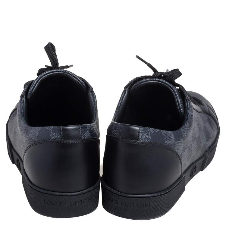Pre Owned Louis Vuitton Graphite Canvas and Leather Match Up Low Top Sneakers Size 41