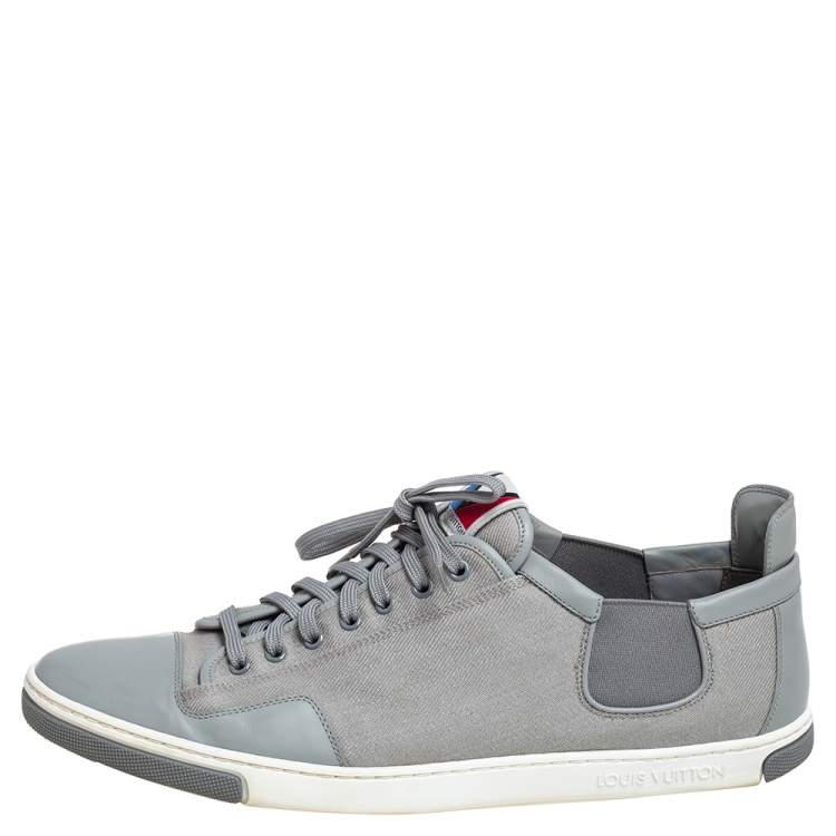 Pre Owned Louis Vuitton Grey Canvas and Leather Low Top Sneakers Size 45