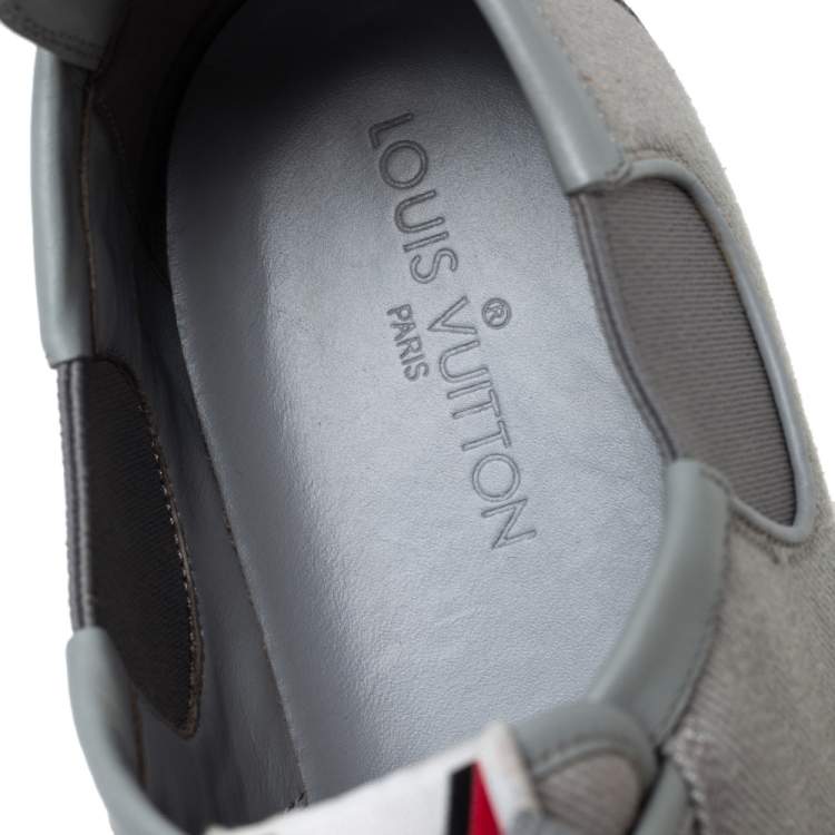 Pre Owned Louis Vuitton Grey Canvas and Leather Low Top Sneakers Size 45