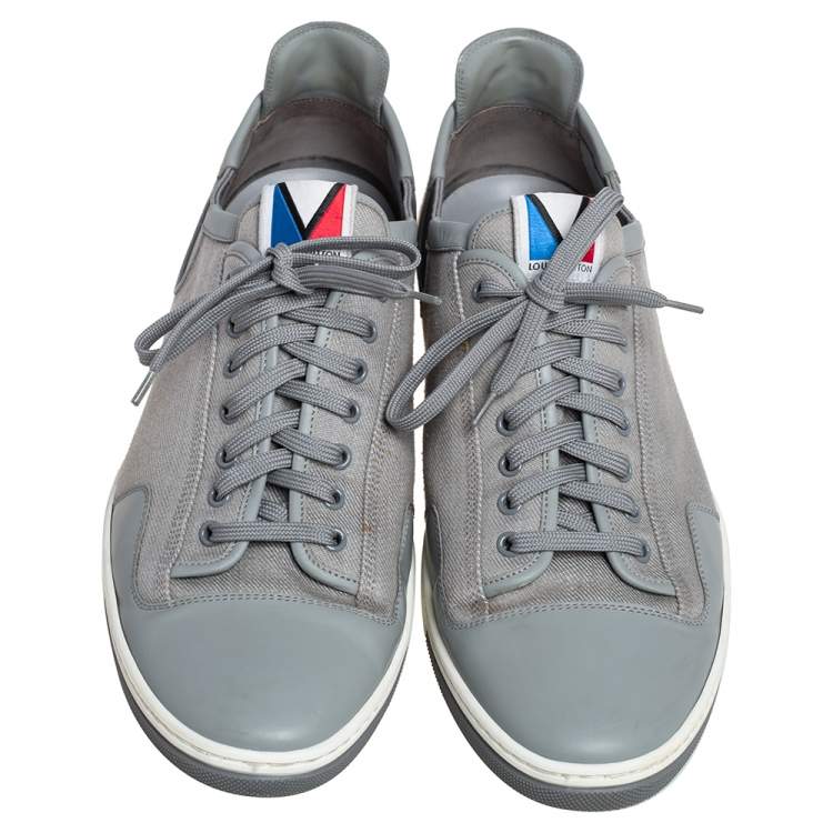Pre Owned Louis Vuitton Grey Canvas and Leather Low Top Sneakers Size 45