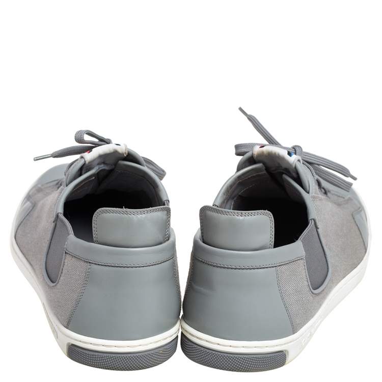 Pre Owned Louis Vuitton Grey Canvas and Leather Low Top Sneakers Size 45