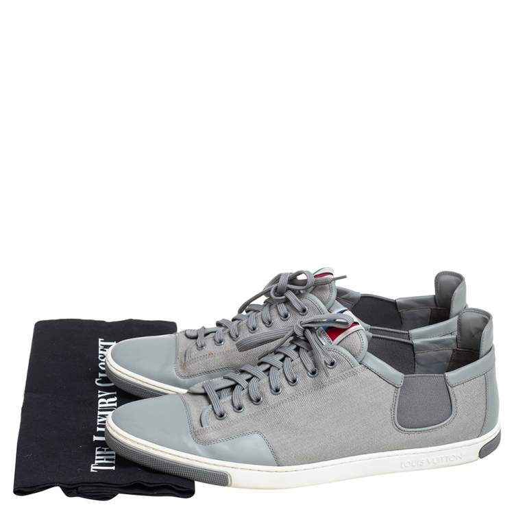 Pre Owned Louis Vuitton Grey Canvas and Leather Low Top Sneakers Size 45