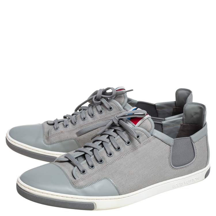 Pre Owned Louis Vuitton Grey Canvas and Leather Low Top Sneakers Size 45