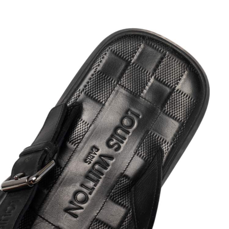 Pre Owned Louis Vuitton Damier Graphite Leather Thong Flats Size 41