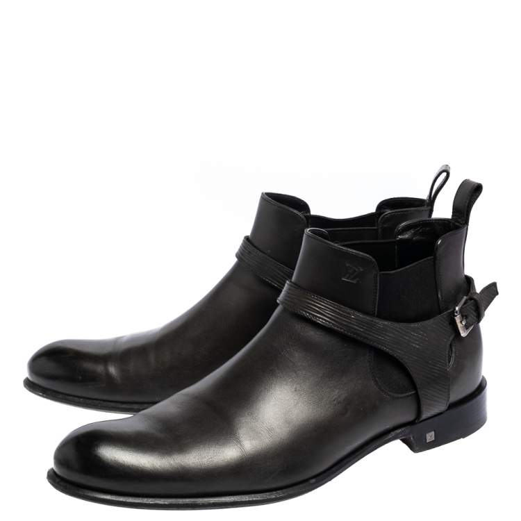 Pre Owned  Louis Vuitton Dark Green Leather Greenwich Ankle Boots Size 42.5