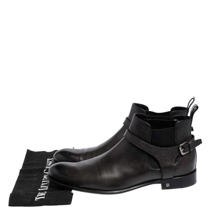 Pre Owned  Louis Vuitton Dark Green Leather Greenwich Ankle Boots Size 42.5