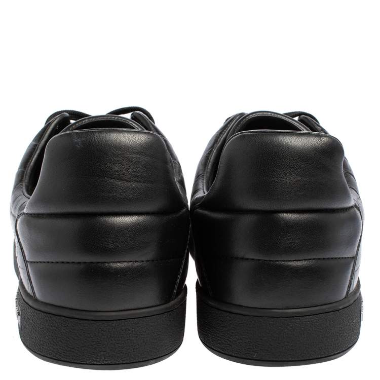 Pre Owned Louis Vuitton Black Croc Embossed Leather Front Row Low Top Sneakers Size 44