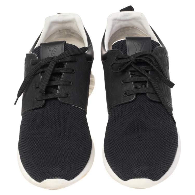 Pre Owned Louis Vuitton Black Leather & Mesh Fastlane Sneakers Size 44.5