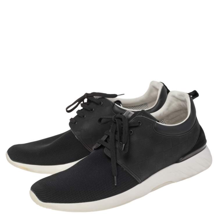 Pre Owned Louis Vuitton Black Leather & Mesh Fastlane Sneakers Size 44.5