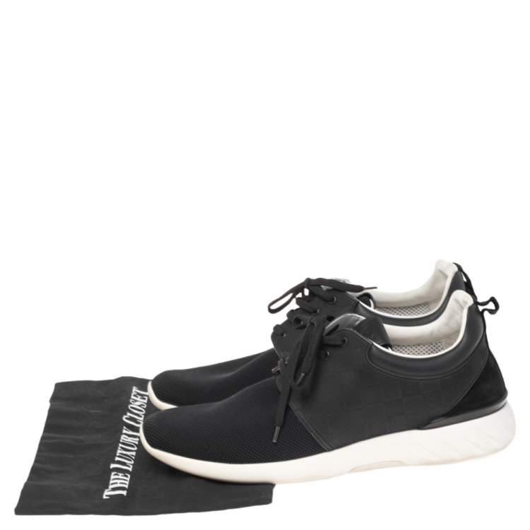 Pre Owned Louis Vuitton Black Leather & Mesh Fastlane Sneakers Size 44.5