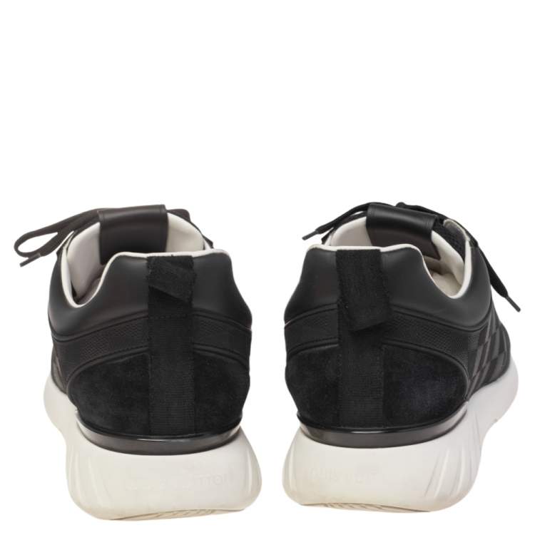 Pre Owned Louis Vuitton Black Leather & Mesh Fastlane Sneakers Size 44.5