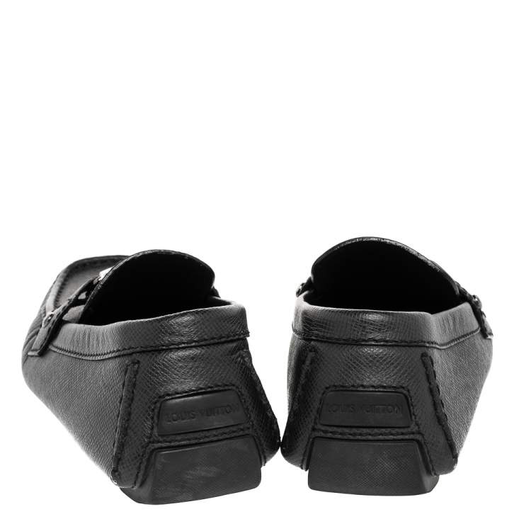 Pre Owned Louis Vuitton Black Leather Monte Carlo Slip On Loafers Size 42