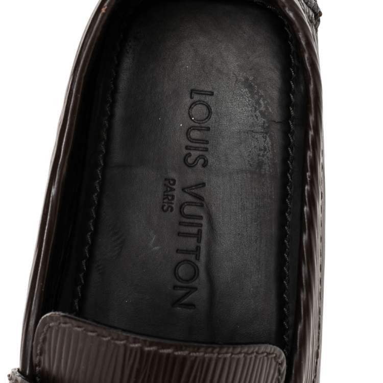 Pre Owned Louis Vuitton Dark Brown Epi Leather Monte Carlo Slip On Loafers Size 41 
