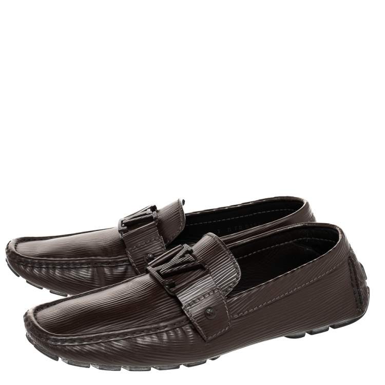 Pre Owned Louis Vuitton Dark Brown Epi Leather Monte Carlo Slip On Loafers Size 41 