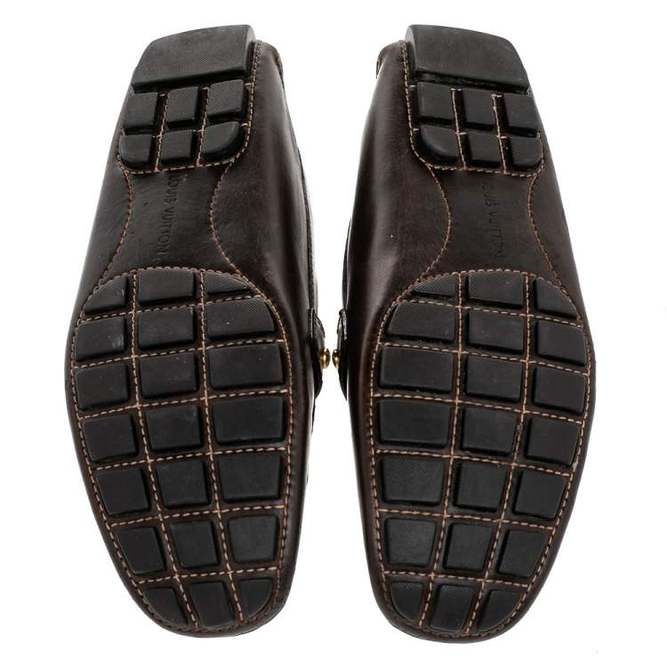 Pre Owned Louis Vuitton Brown Leather Monte Carlo Loafers Size 43
