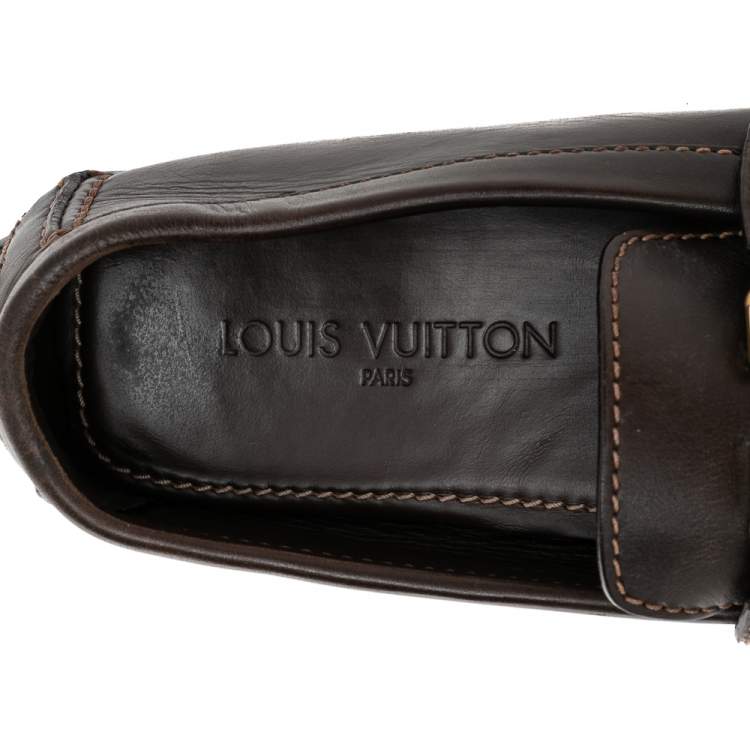 Pre Owned Louis Vuitton Brown Leather Monte Carlo Loafers Size 43