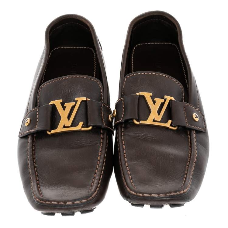 Pre Owned Louis Vuitton Brown Leather Monte Carlo Loafers Size 43