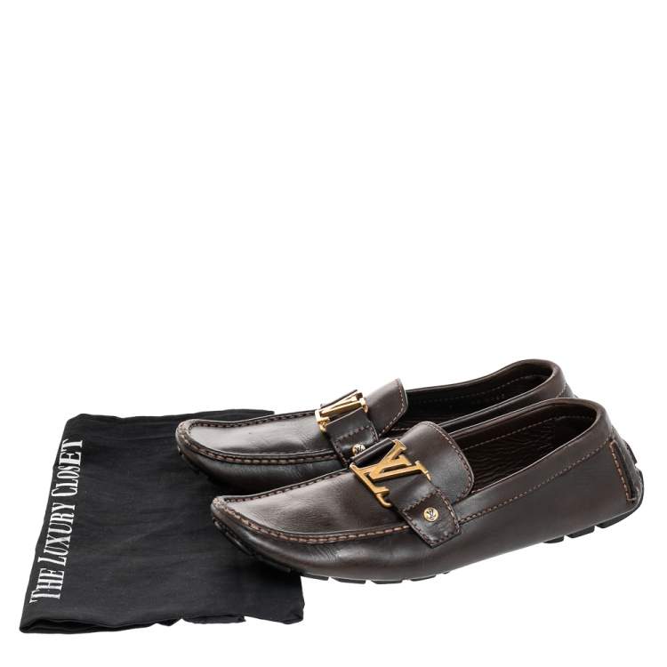 Pre Owned Louis Vuitton Brown Leather Monte Carlo Loafers Size 43