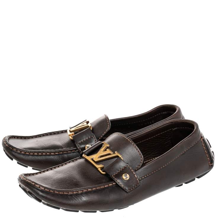Pre Owned Louis Vuitton Brown Leather Monte Carlo Loafers Size 43