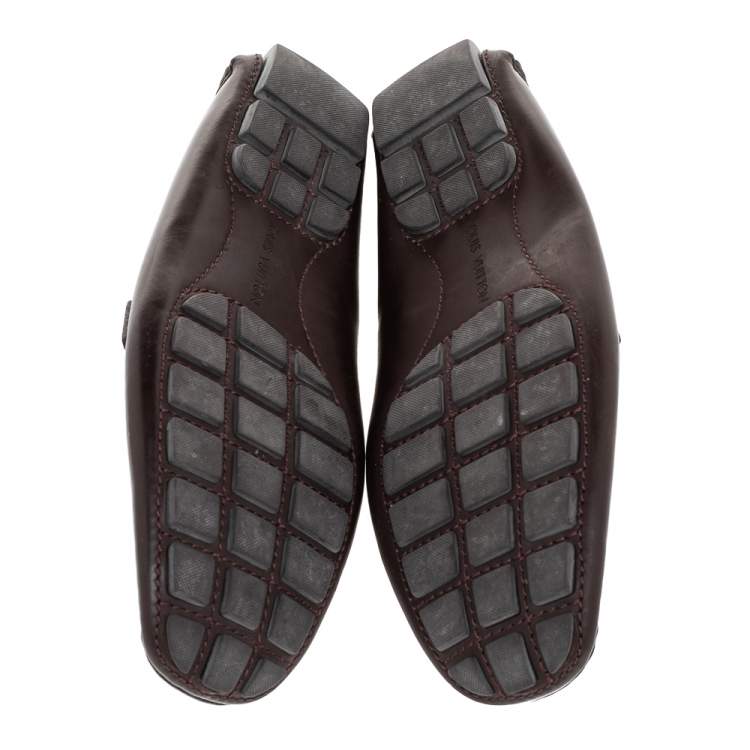 Pre Owned Louis Vuitton Brown Leather Monte Carlo Slip On Loafers Size 41