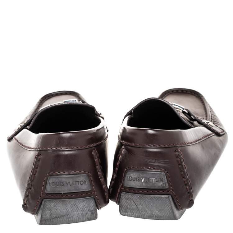 Pre Owned Louis Vuitton Brown Leather Monte Carlo Slip On Loafers Size 41