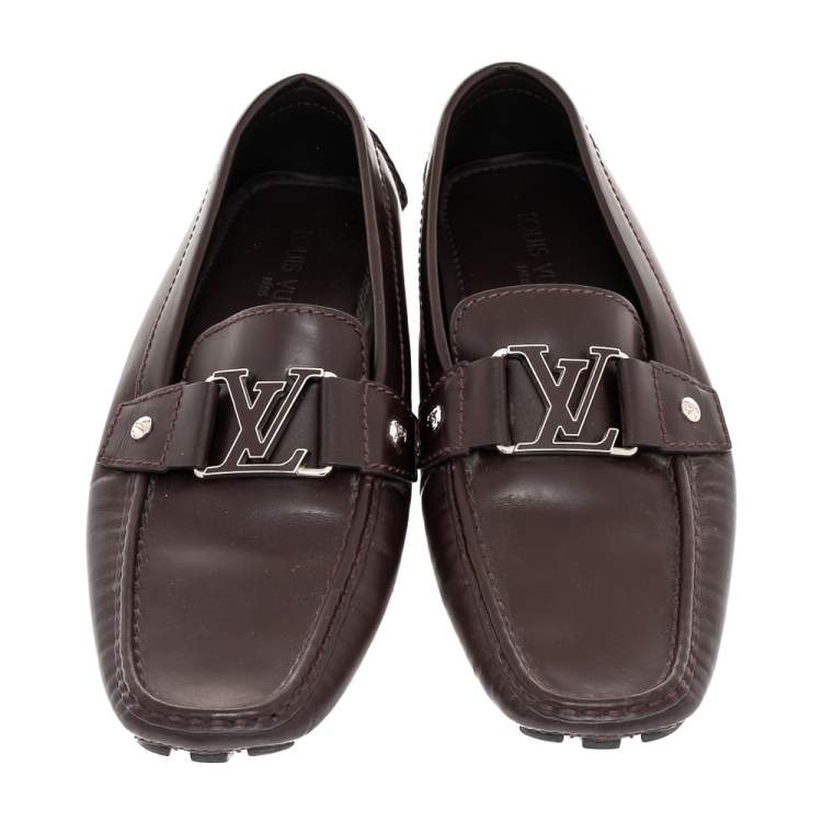Pre Owned Louis Vuitton Brown Leather Monte Carlo Slip On Loafers Size 41