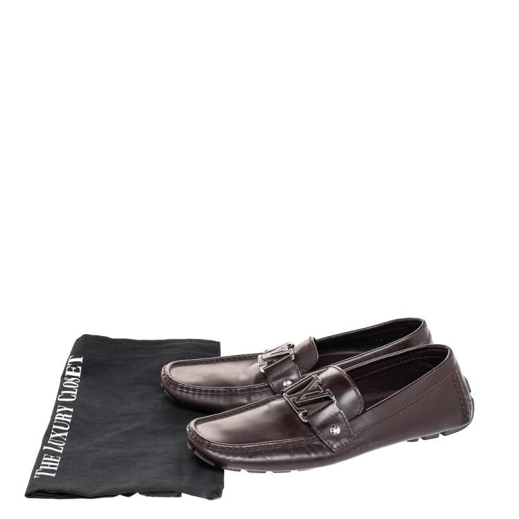 Pre Owned Louis Vuitton Brown Leather Monte Carlo Slip On Loafers Size 41