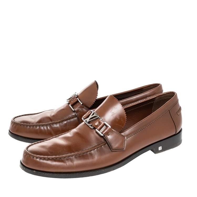 مملوكة مسبقًا Louis Vuitton Brown Leather Major Loafers Size 43.5