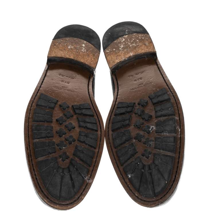 Pre Owned Louis Vuitton Navy Blue Leather Major Slip On Loafers Size 43.5