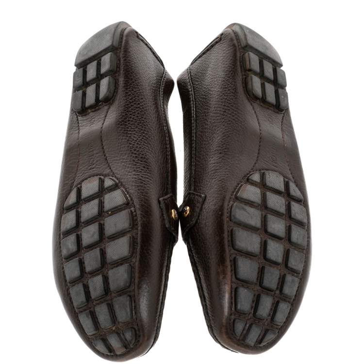 Pre Owned Louis Vuitton Brown Leather Monte Carlo Slip on Loafers Size 42