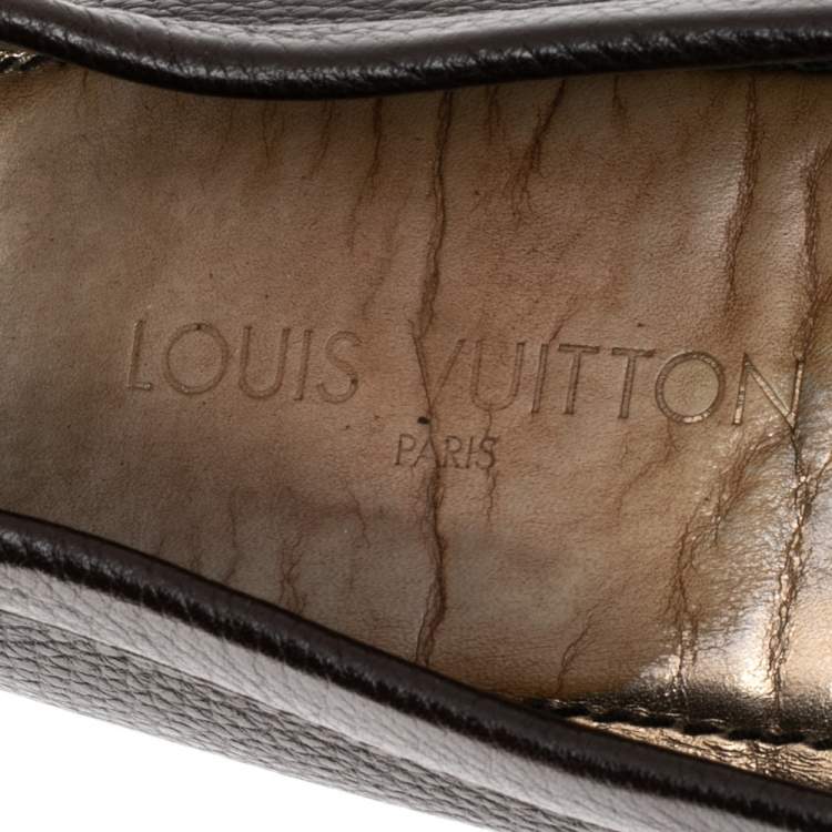 Pre Owned Louis Vuitton Brown Leather Monte Carlo Slip on Loafers Size 42