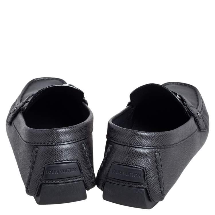 Pre Owned Louis Vuitton Black Leather Monte Carlo Slip On Loafers Size 43.5