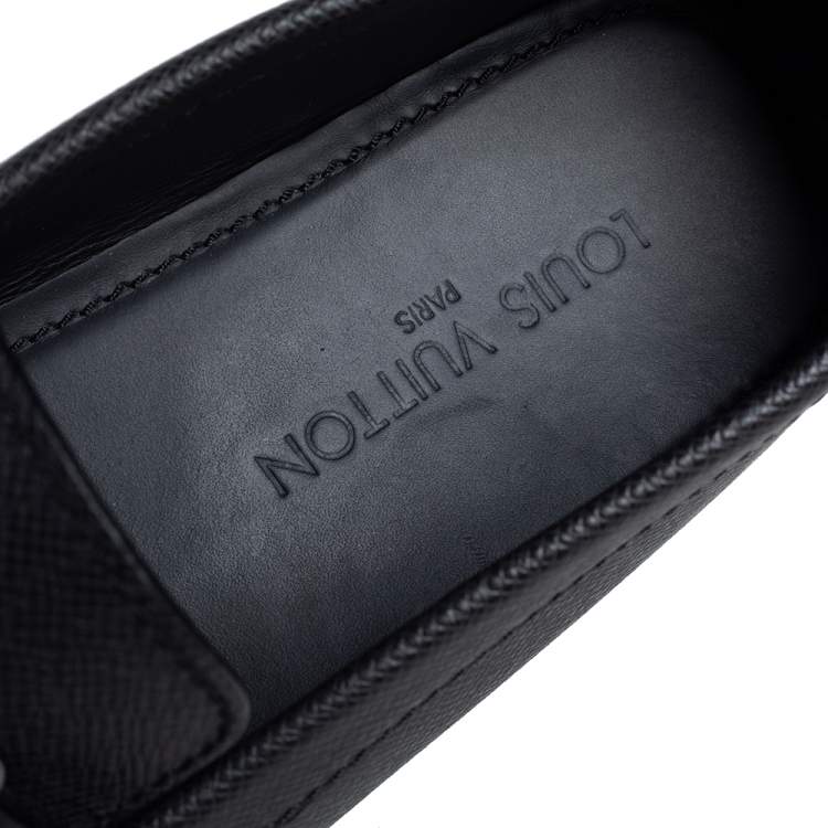 Pre Owned Louis Vuitton Black Leather Monte Carlo Slip On Loafers Size 43.5