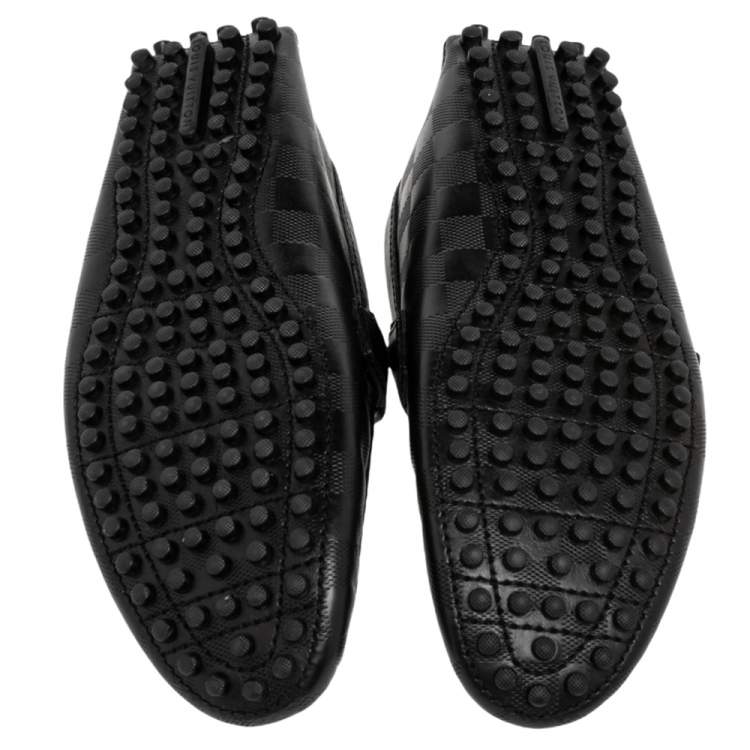 Pre Owned Louis Vuitton Black Damier Infini Leather Hockenheim Slip on Loafers Size 41.5