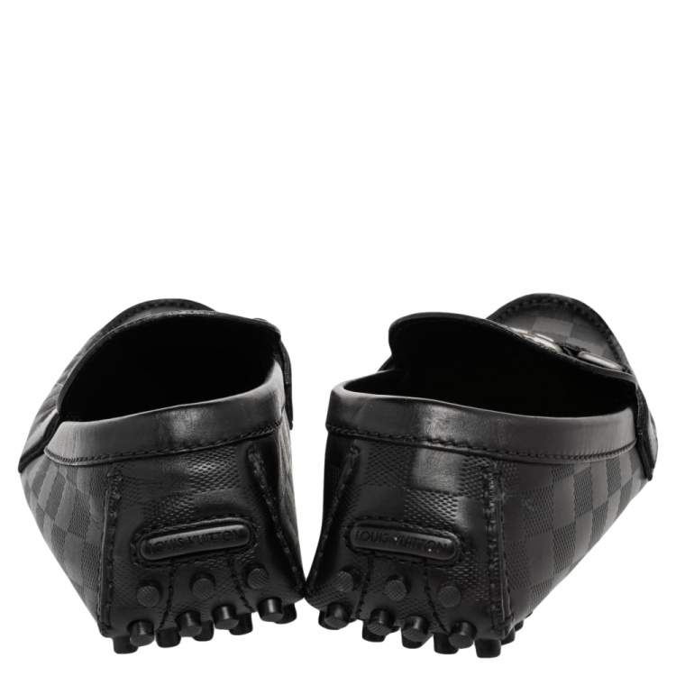 Pre Owned Louis Vuitton Black Damier Infini Leather Hockenheim Slip on Loafers Size 41.5