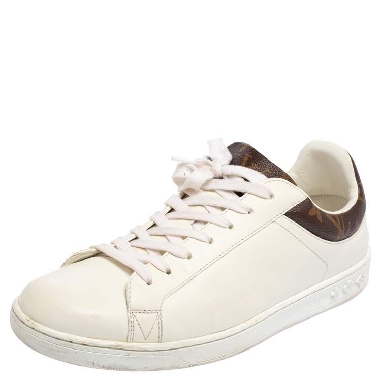 Louis Vuitton White Monogram Canvas and Leather Lace Up Sneakers Size 36.5