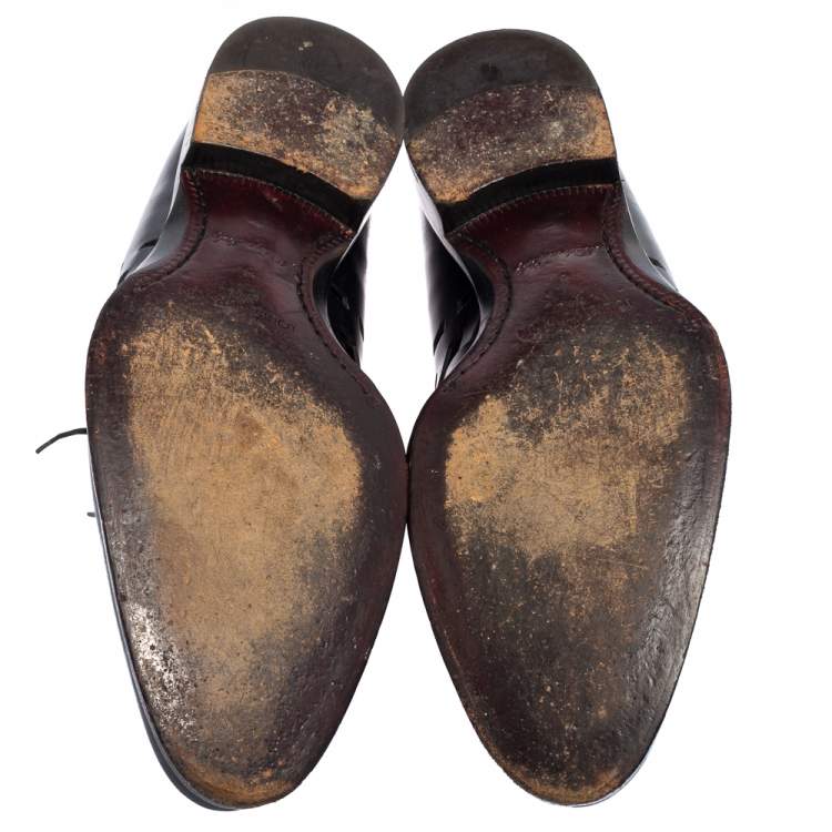 Pre Owned Louis Vuitton Black Leather Oxfords Size 42