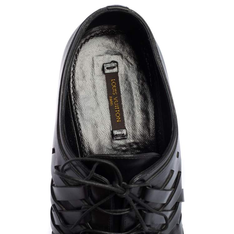 Pre Owned Louis Vuitton Black Leather Oxfords Size 42